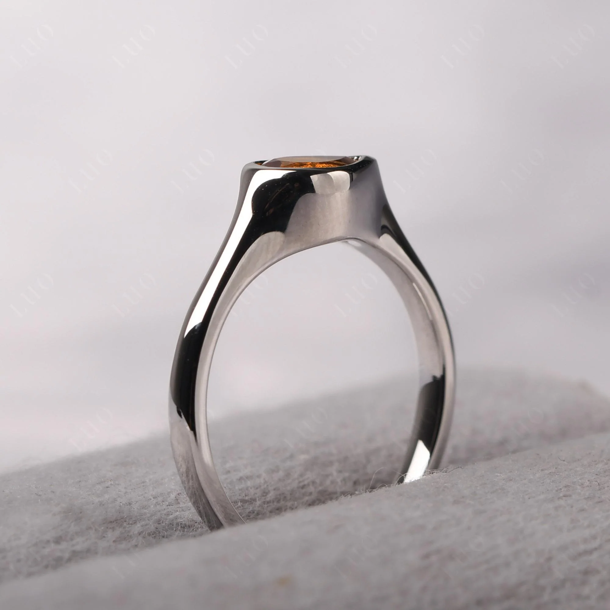 Horizontal Pear Citrine Engagement Ring - Image 13