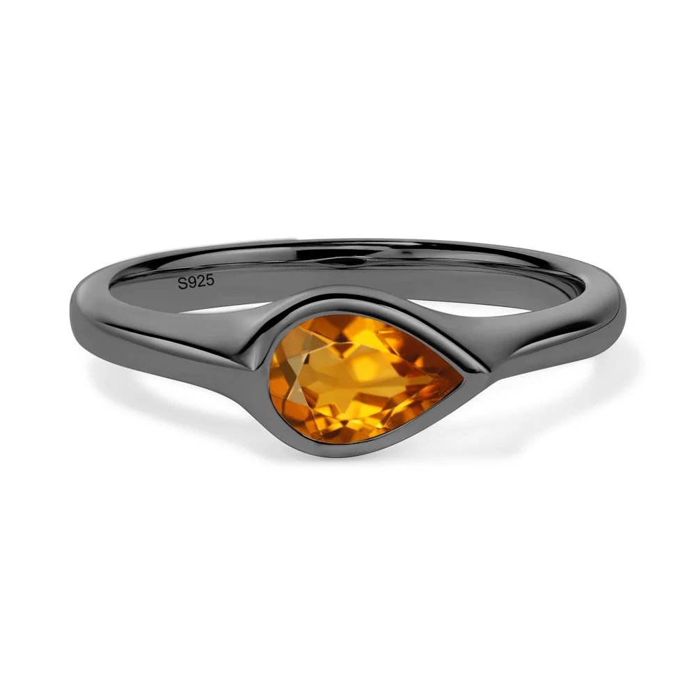 Horizontal Pear Citrine Engagement Ring - Image 3