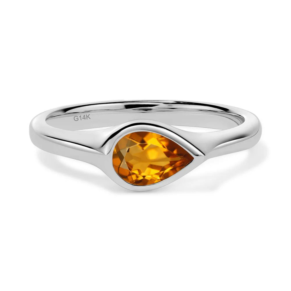 Horizontal Pear Citrine Engagement Ring - Image 4