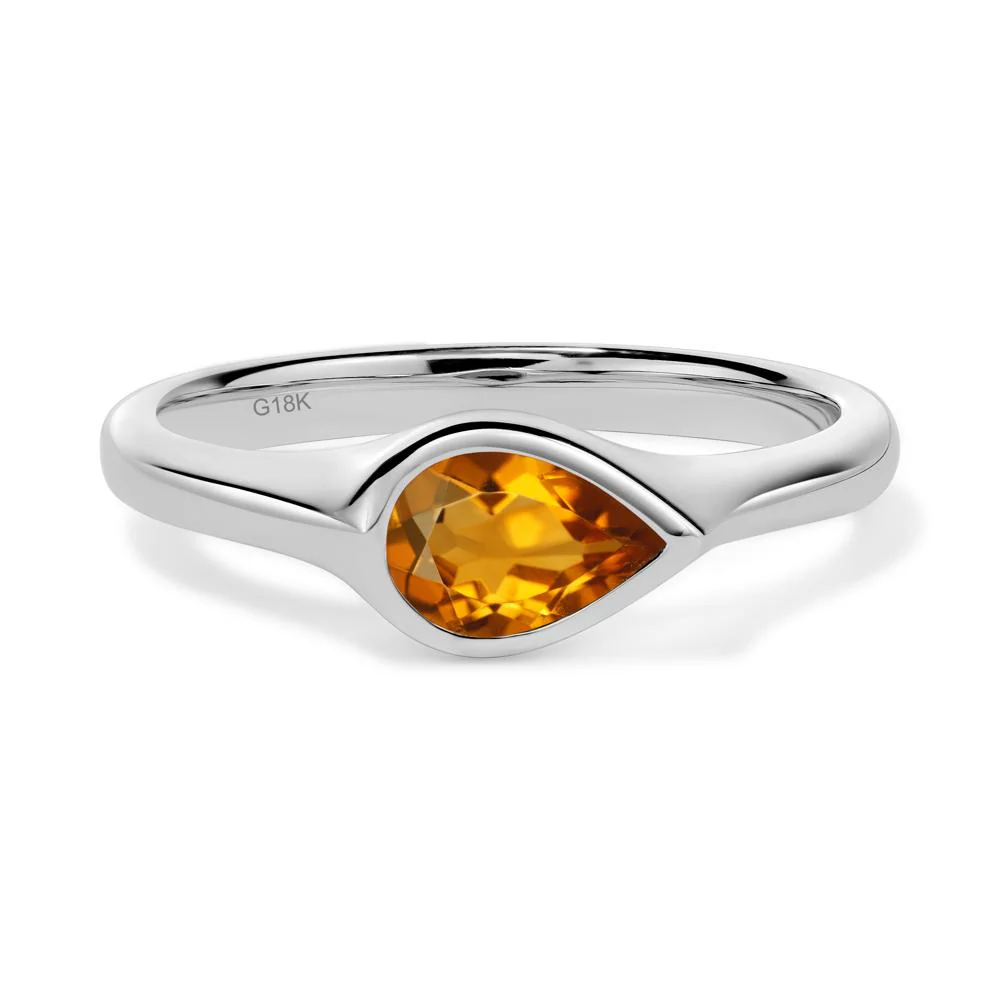 Horizontal Pear Citrine Engagement Ring - Image 7