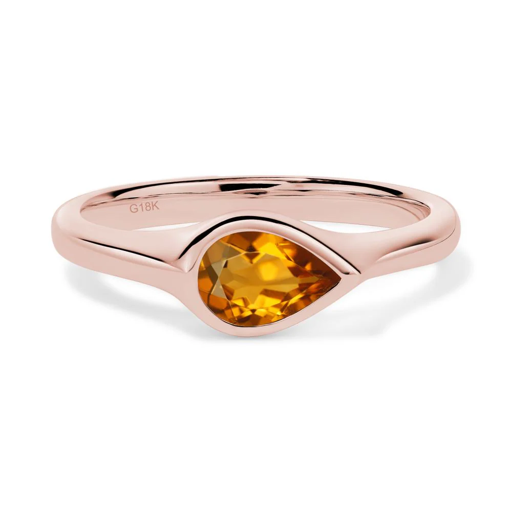 Horizontal Pear Citrine Engagement Ring - Image 9