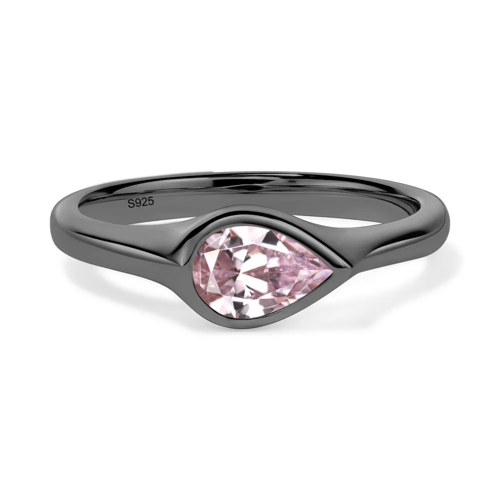 Horizontal Pear Pink Cubic Zirconia Engagement Ring - Image 3