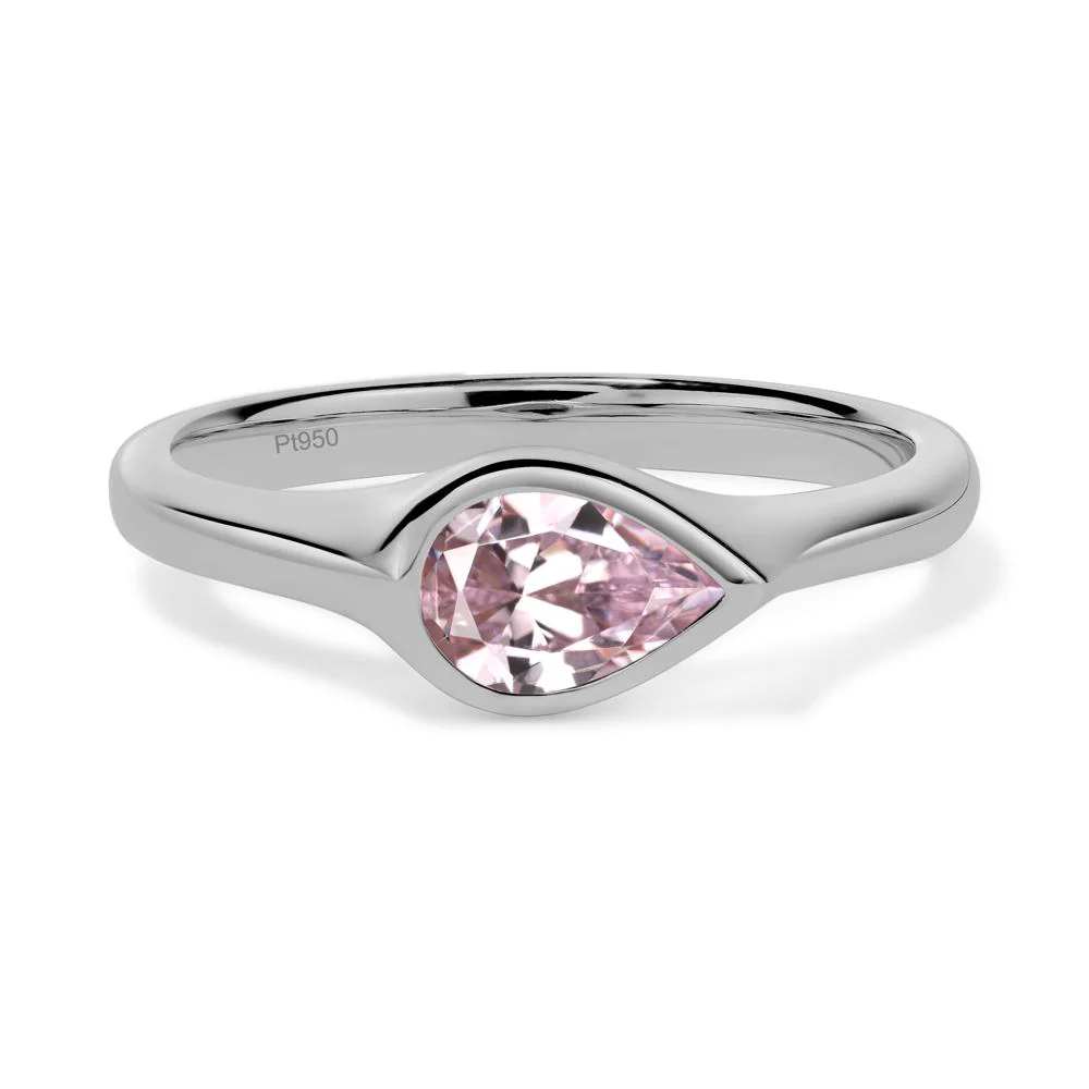 Horizontal Pear Pink Cubic Zirconia Engagement Ring - Image 6