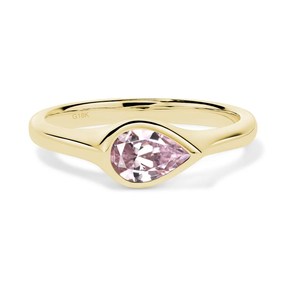 Horizontal Pear Pink Cubic Zirconia Engagement Ring - Image 8