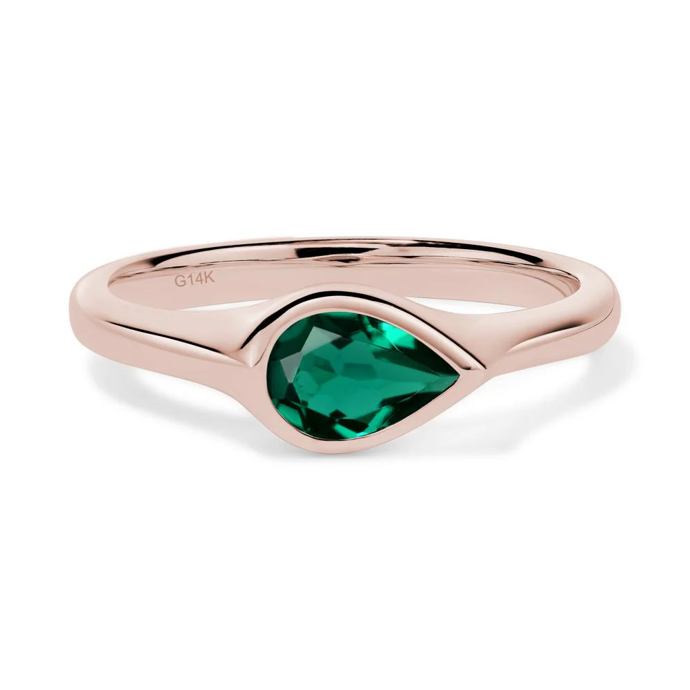 Emerald Bezel Pear Ring