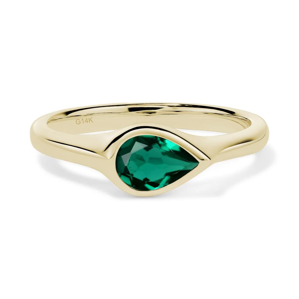 Emerald Bezel Pear Ring - Image 5