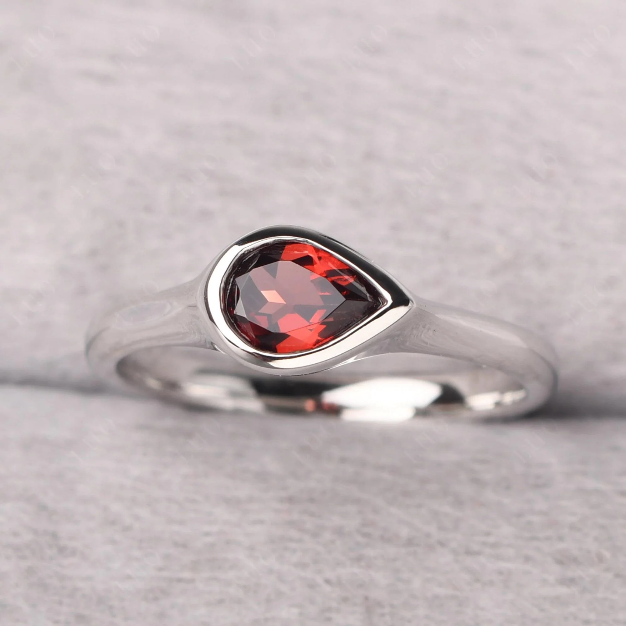 Horizontal Pear Garnet Engagement Ring - Image 11