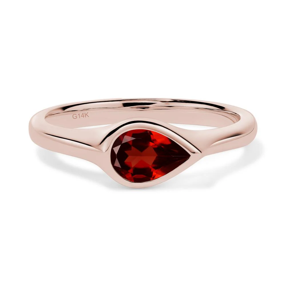 Horizontal Pear Garnet Engagement Ring - Image 5