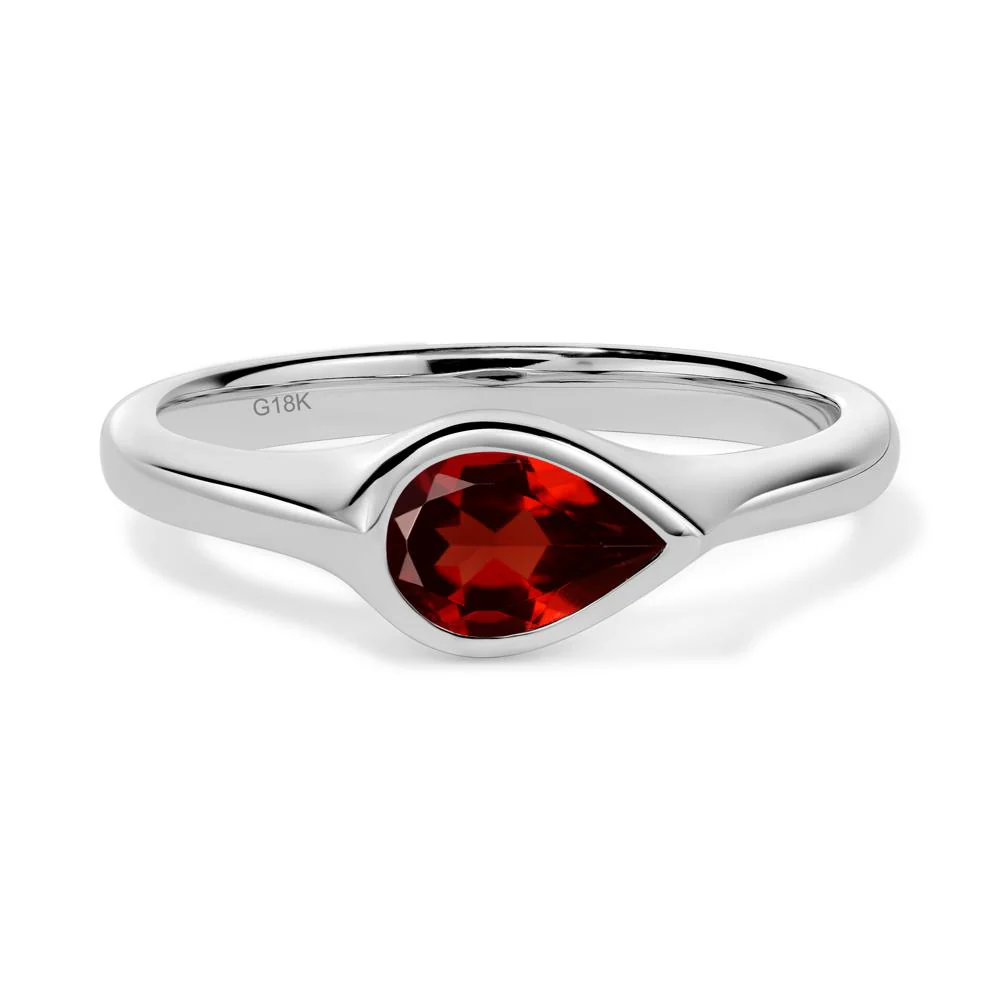 Horizontal Pear Garnet Engagement Ring - Image 7