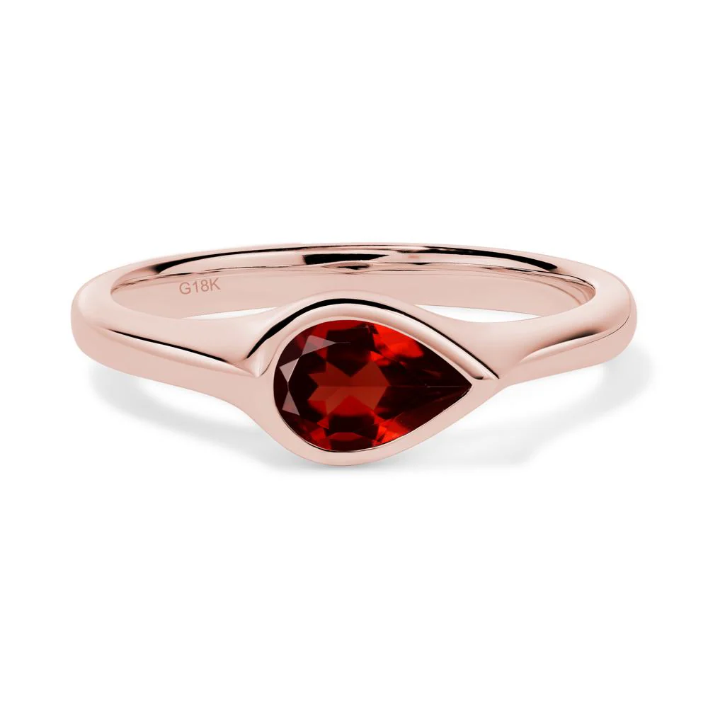 Horizontal Pear Garnet Engagement Ring - Image 9