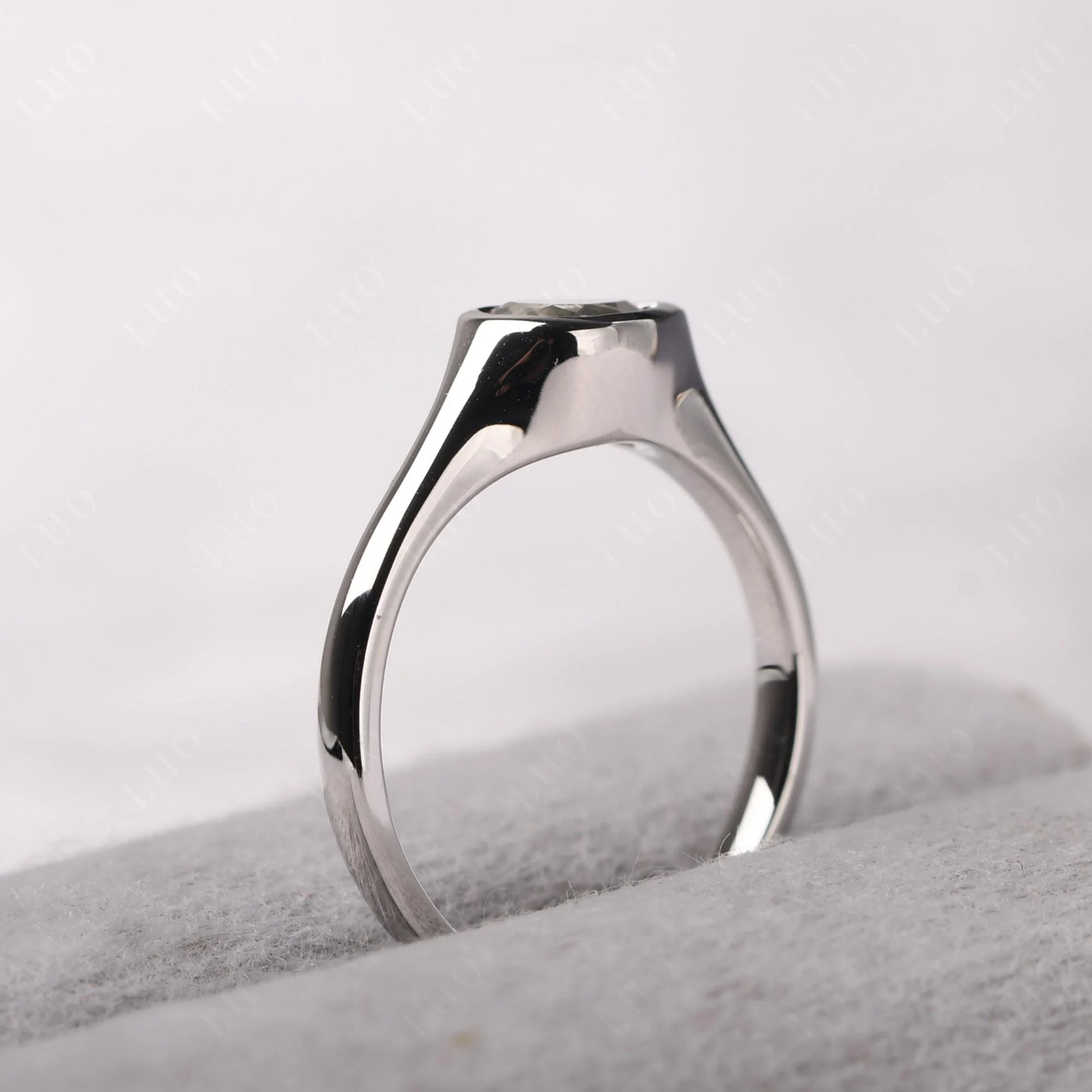 Green Amethyst Bezel Pear Ring - Image 13