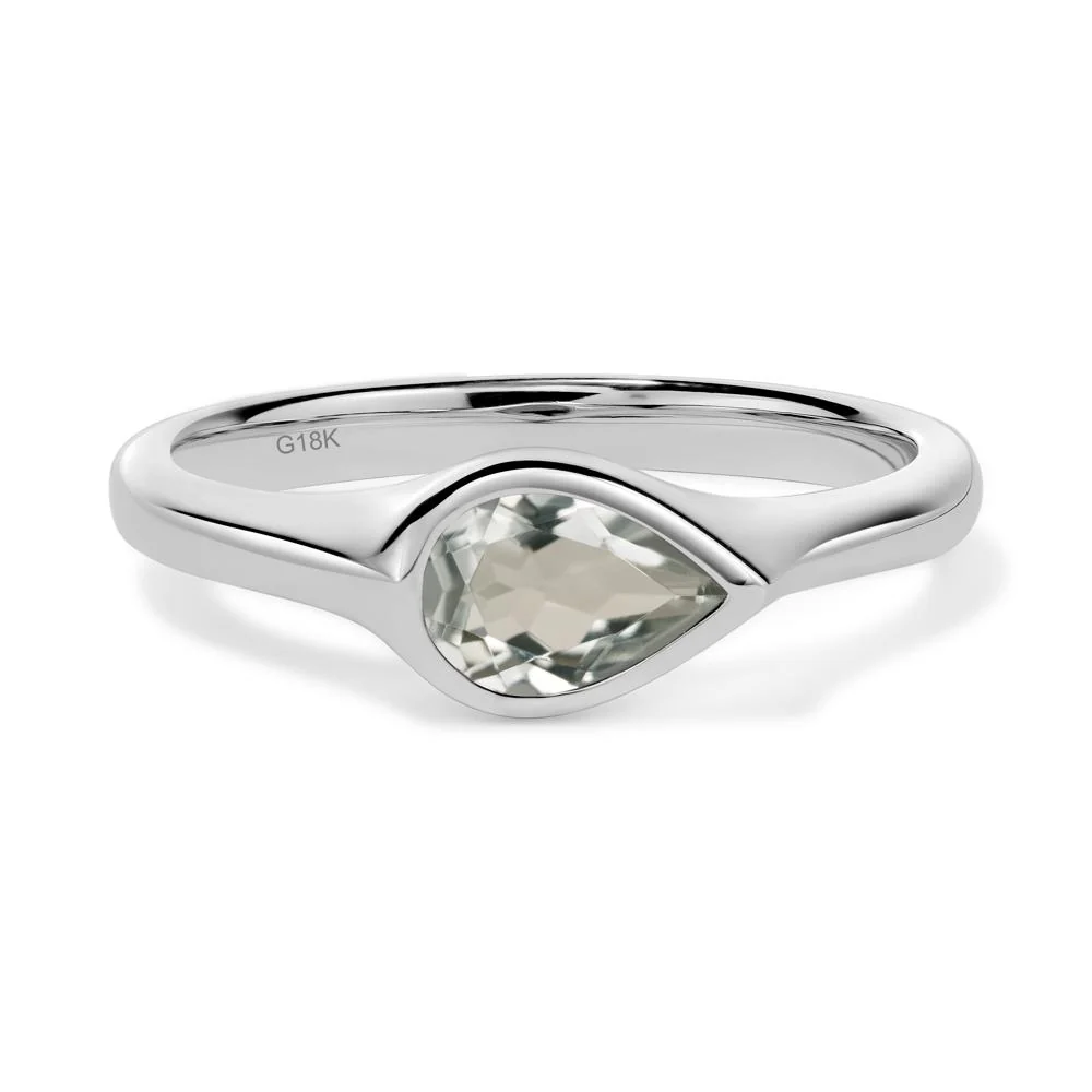Green Amethyst Bezel Pear Ring - Image 7