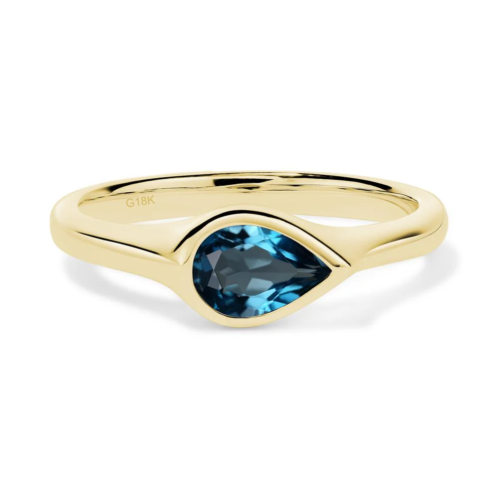 Horizontal Pear London Blue Topaz Engagement Ring - Image 8