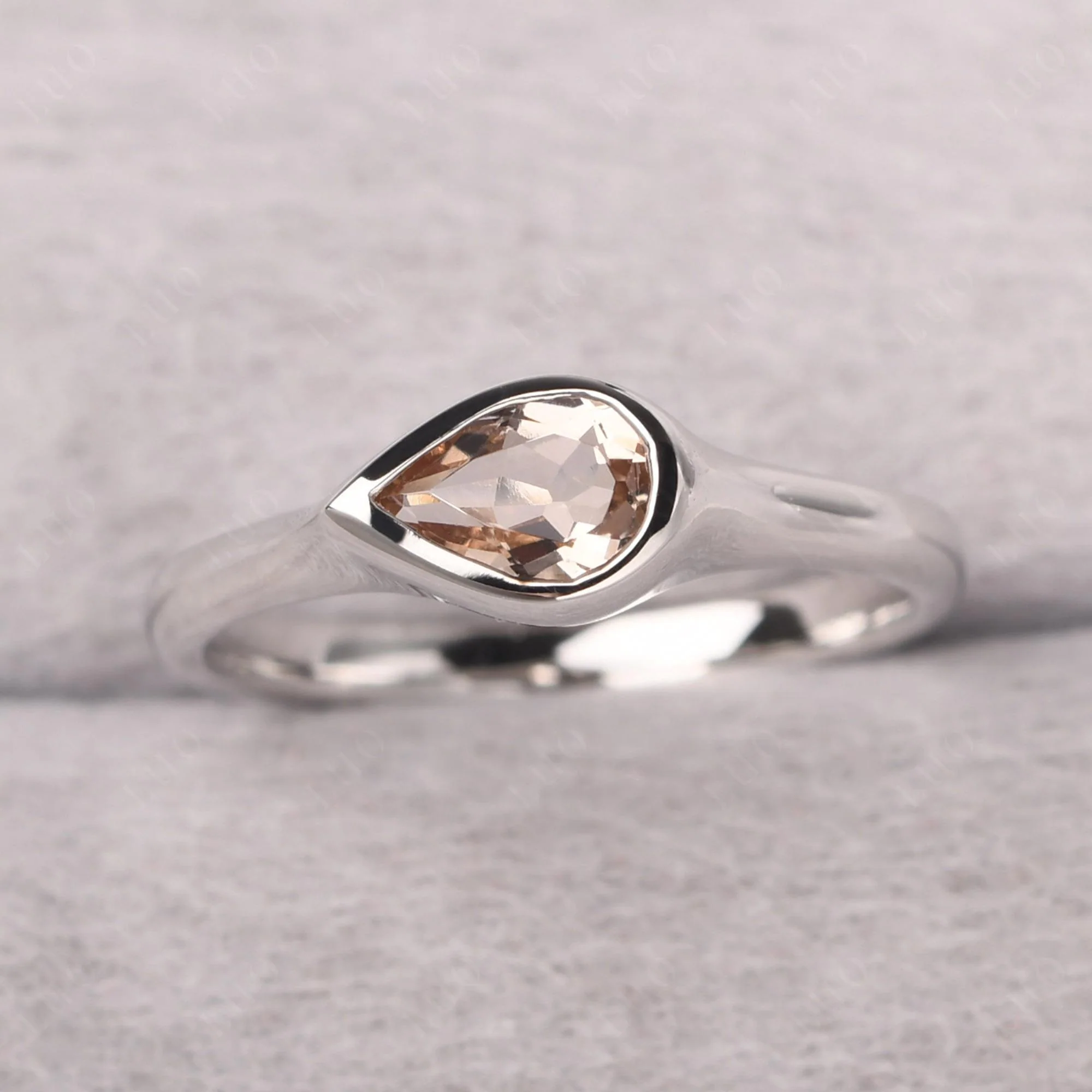 Morganite Bezel Pear Ring - Image 11