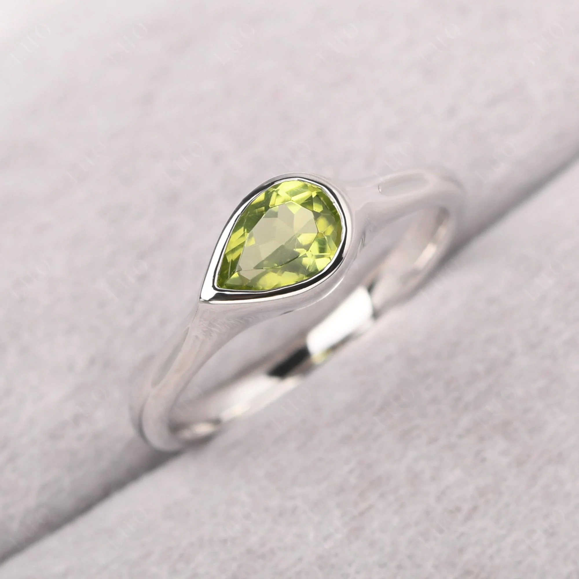 Peridot Bezel Pear Ring - Image 11