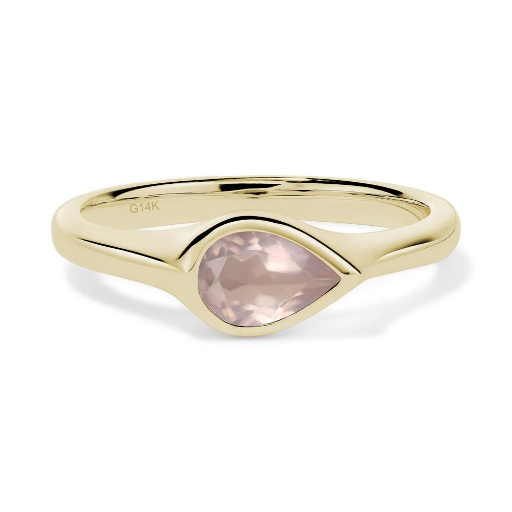 Horizontal Pear Rose Quartz Engagement Ring
