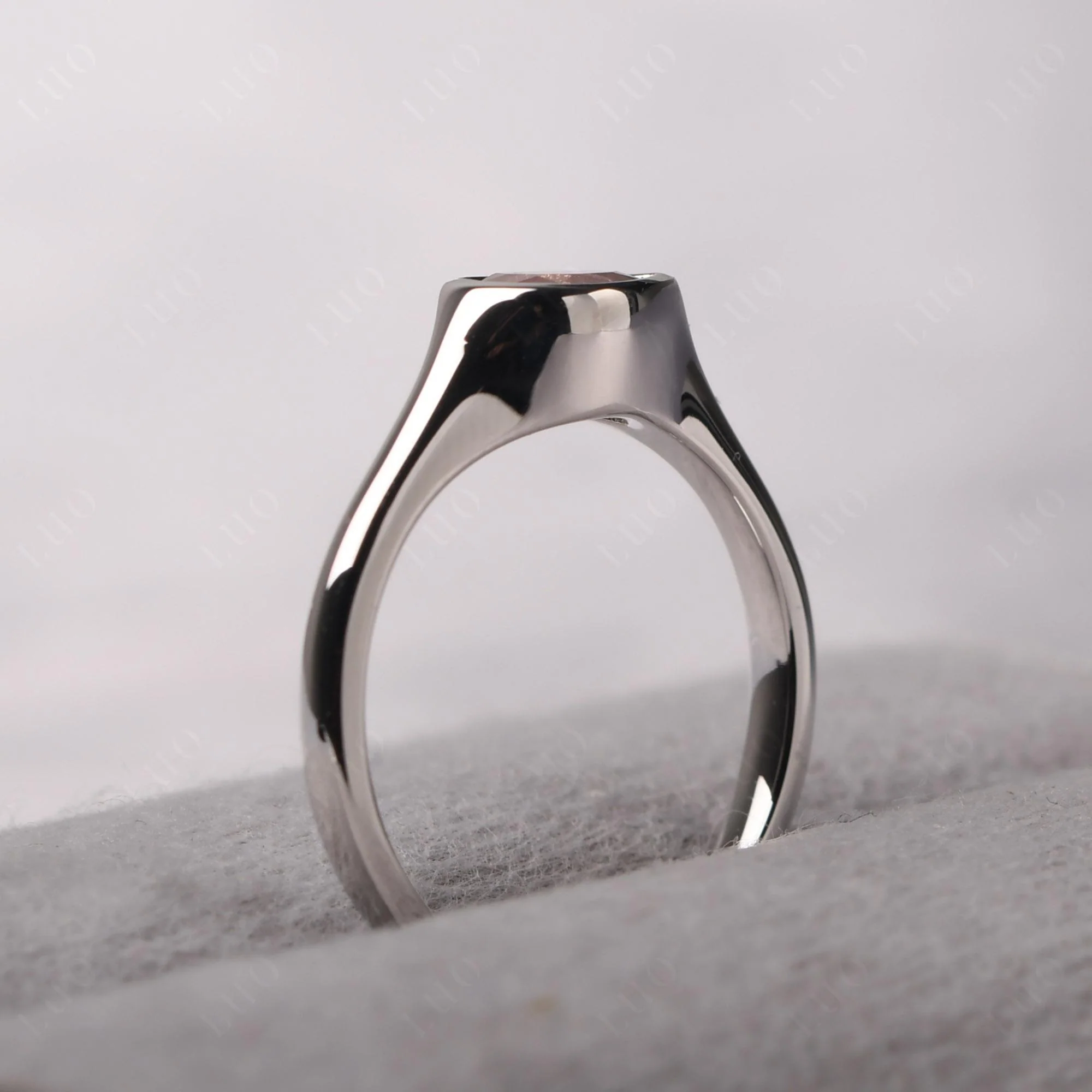 Horizontal Pear Rose Quartz Engagement Ring - Image 13
