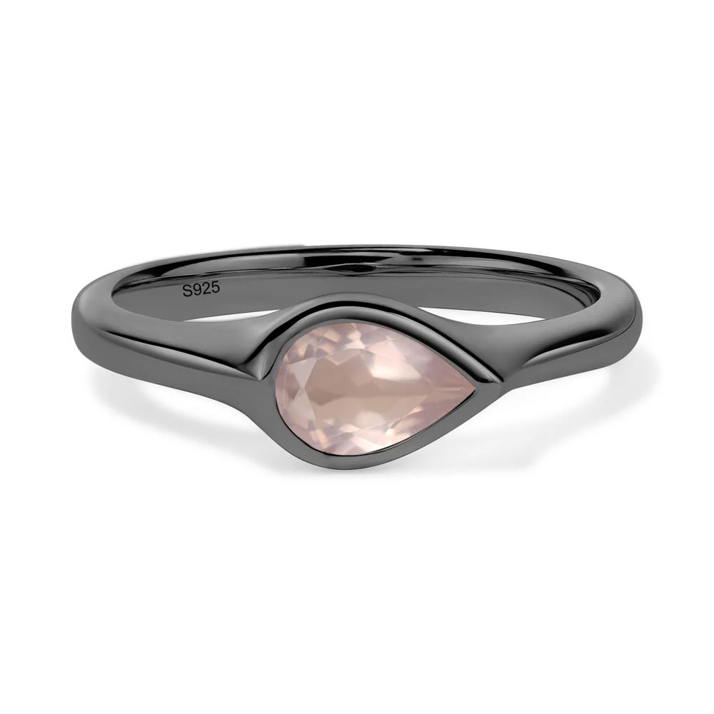 Horizontal Pear Rose Quartz Engagement Ring - Image 3