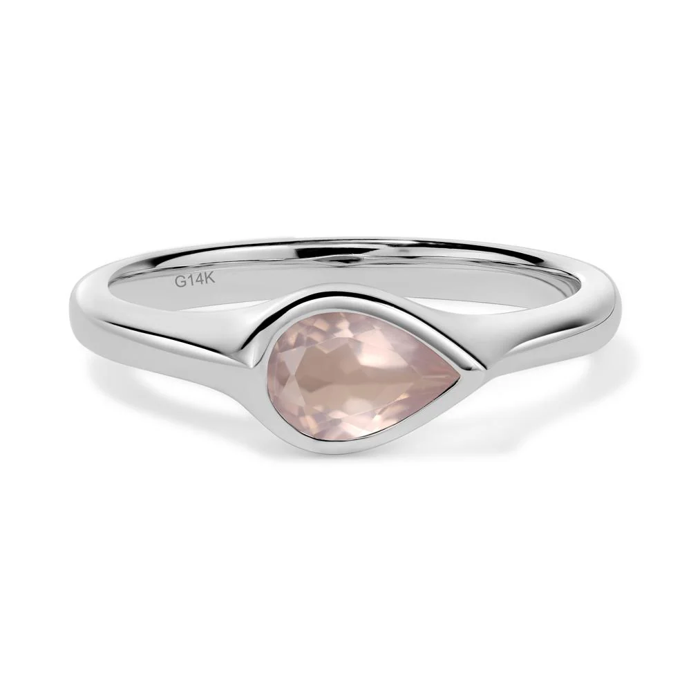 Horizontal Pear Rose Quartz Engagement Ring - Image 4