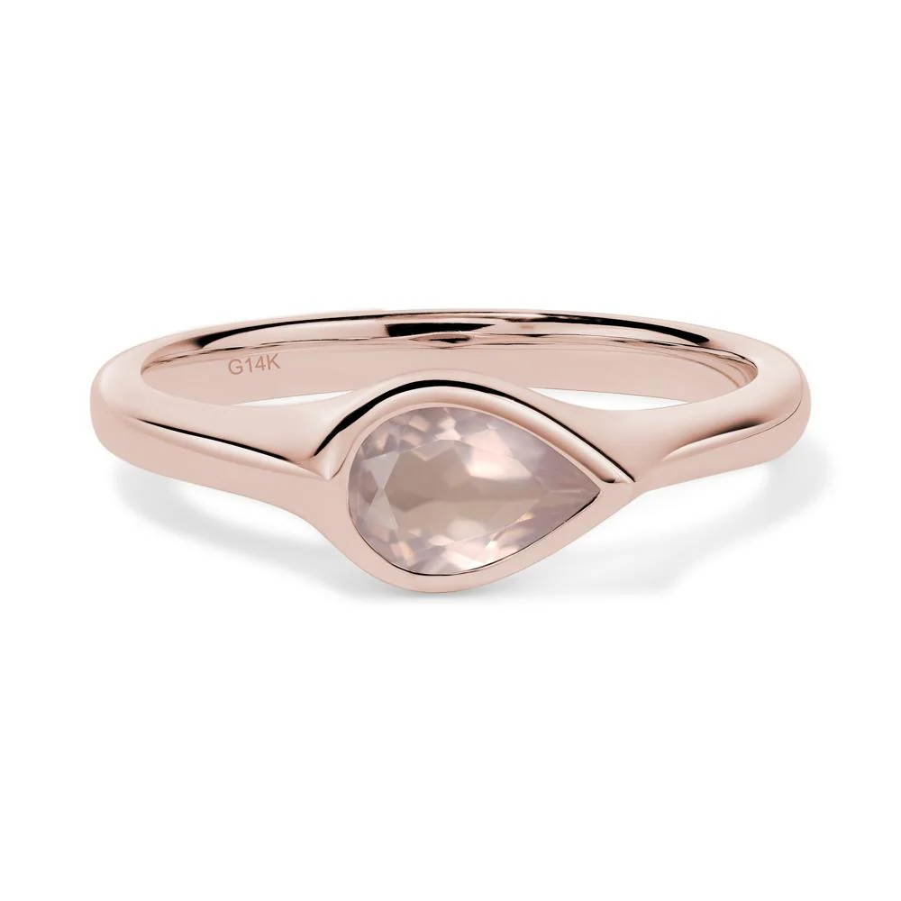 Horizontal Pear Rose Quartz Engagement Ring - Image 5