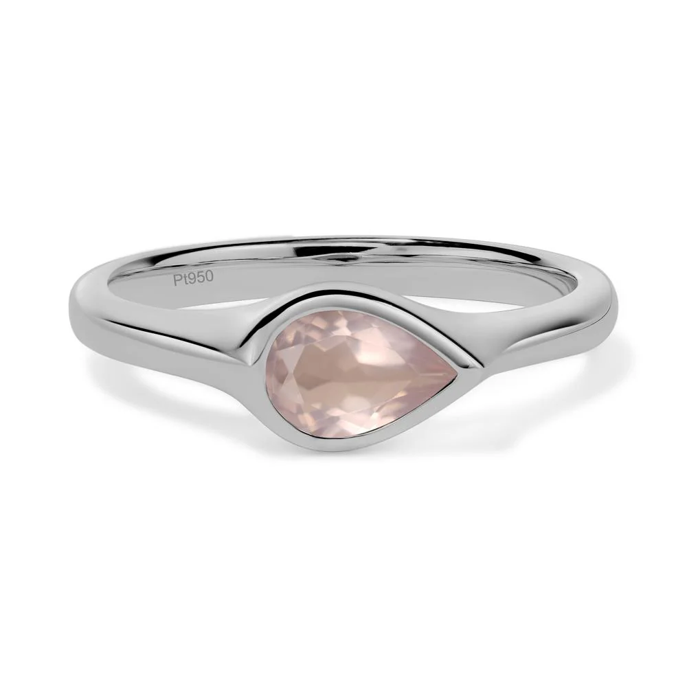 Horizontal Pear Rose Quartz Engagement Ring - Image 6