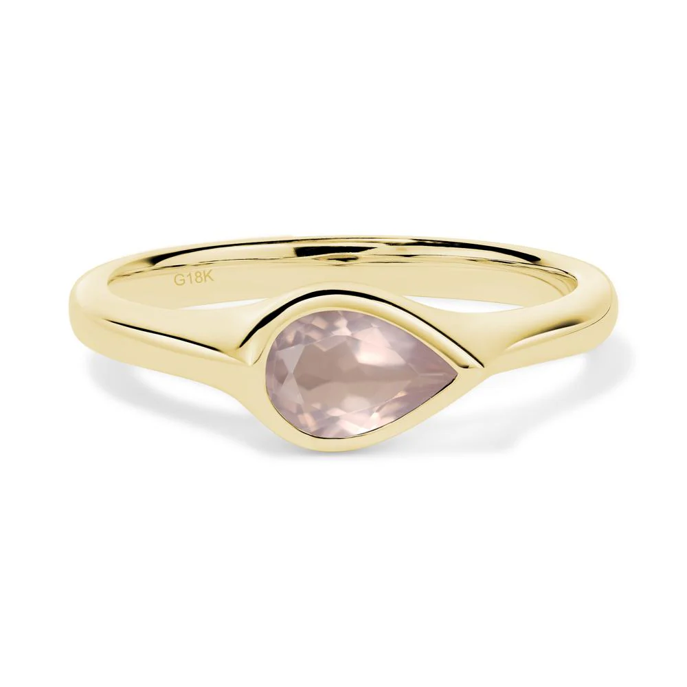 Horizontal Pear Rose Quartz Engagement Ring - Image 8