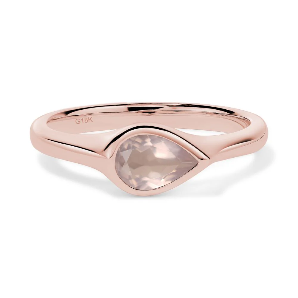 Horizontal Pear Rose Quartz Engagement Ring - Image 9