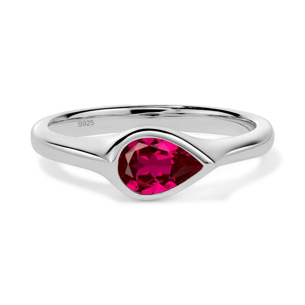Ruby Bezel Pear Ring - Image 2