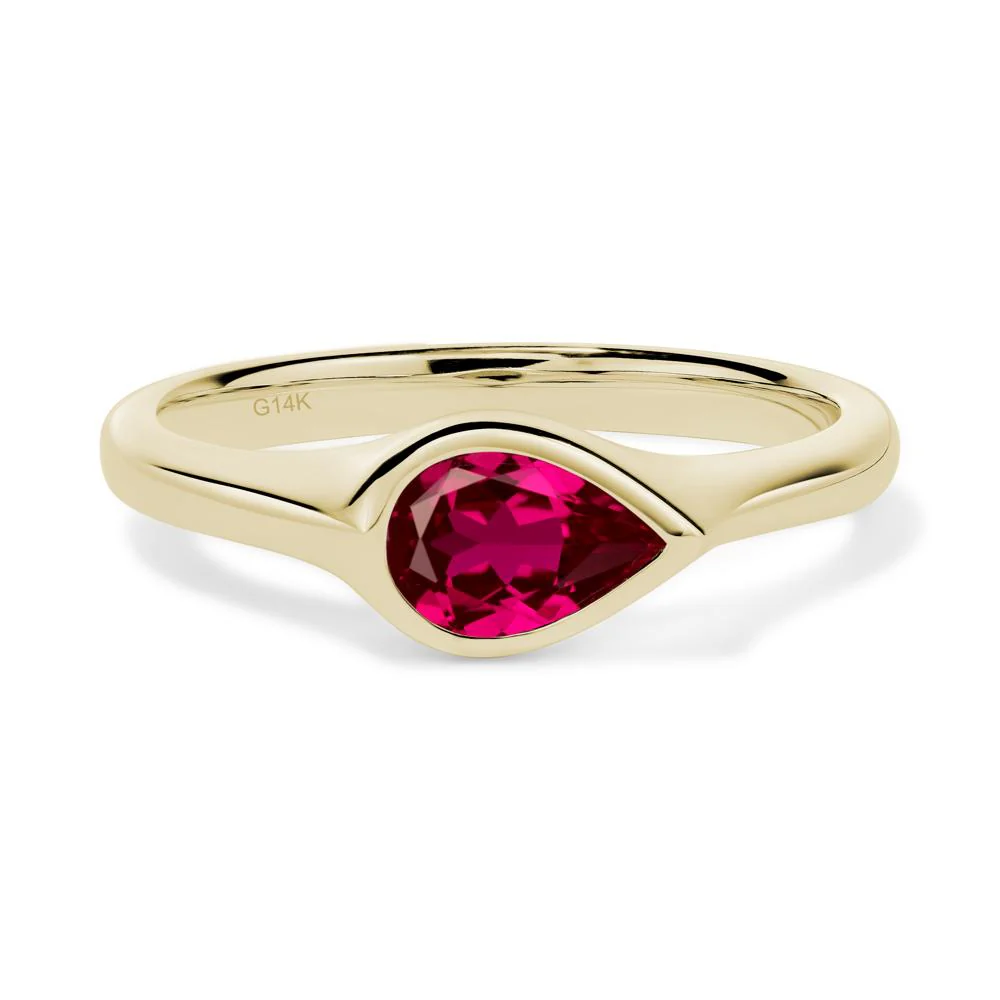 Ruby Bezel Pear Ring - Image 4