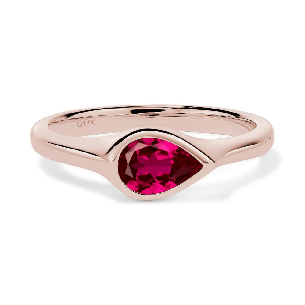 Ruby Bezel Pear Ring - Image 5