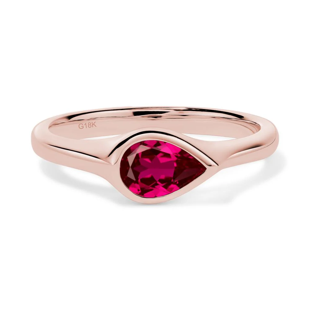 Ruby Bezel Pear Ring - Image 9