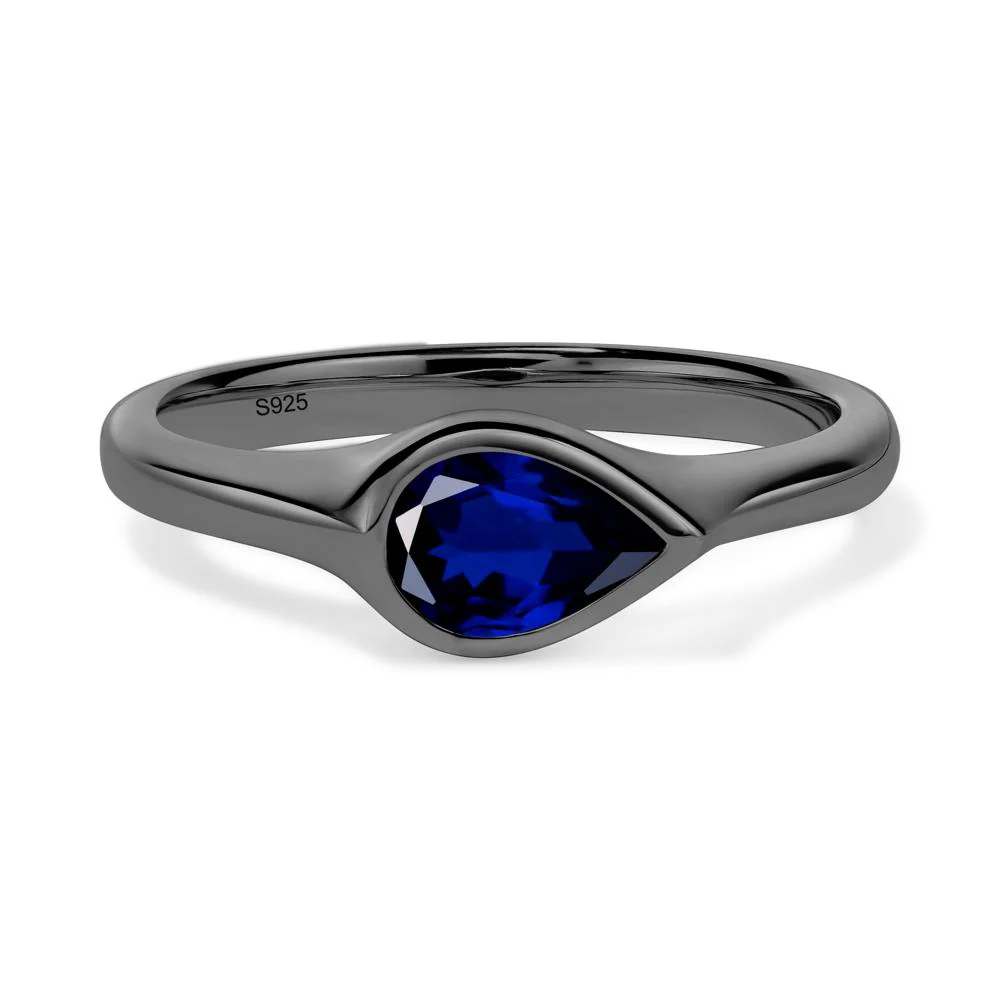 Horizontal Pear Sapphire Engagement Ring - Image 3