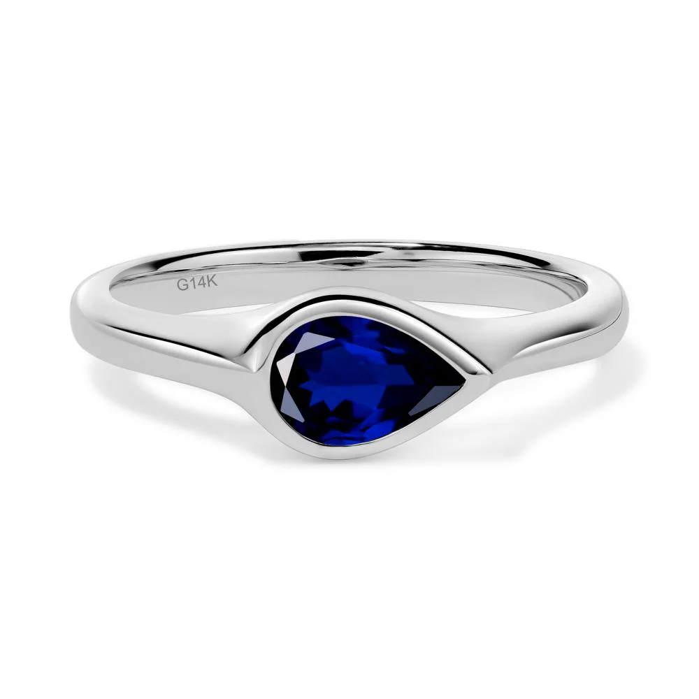 Horizontal Pear Sapphire Engagement Ring - Image 4