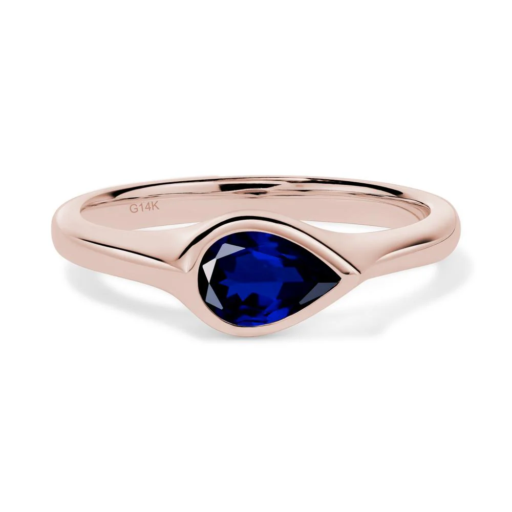 Horizontal Pear Sapphire Engagement Ring - Image 5