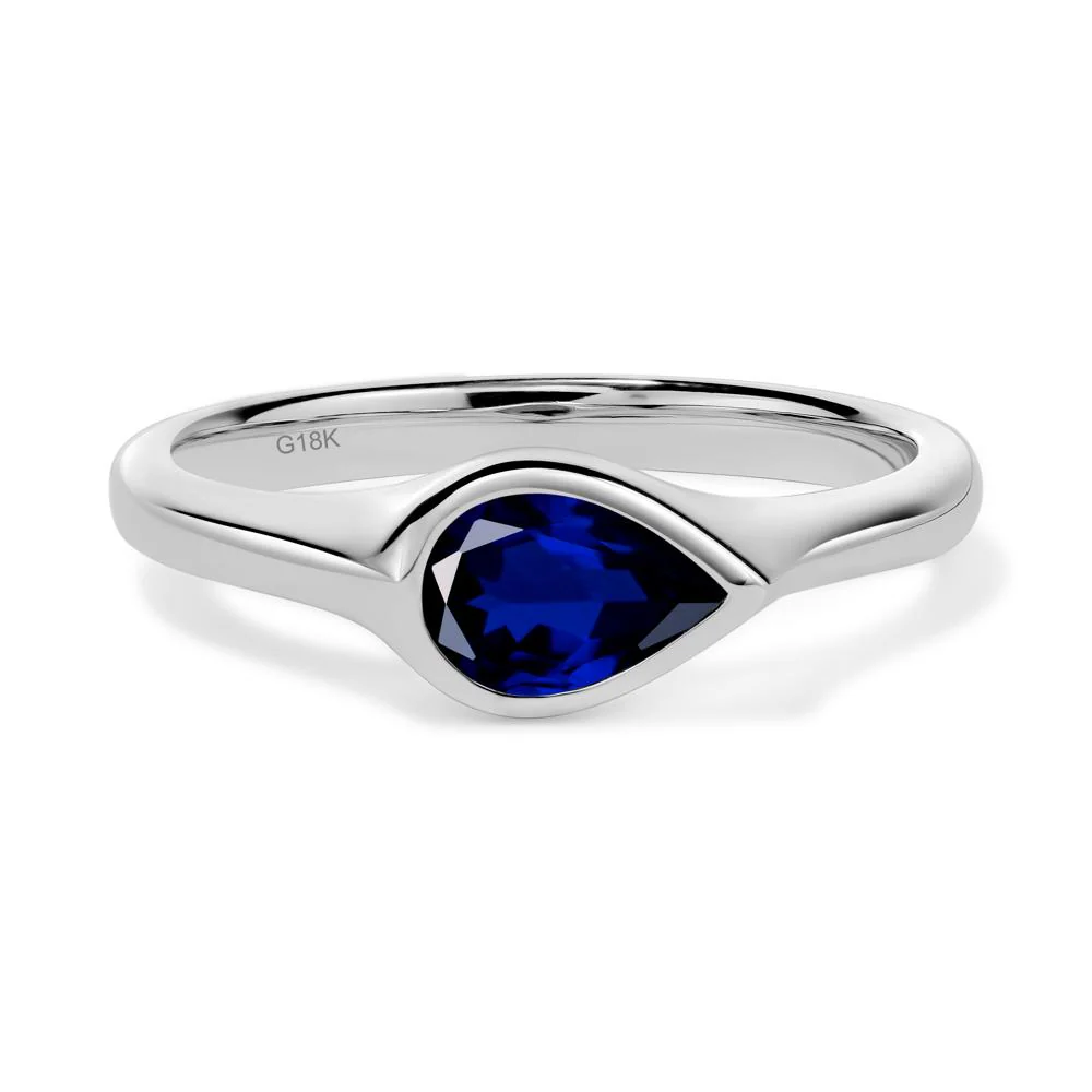 Horizontal Pear Sapphire Engagement Ring - Image 7