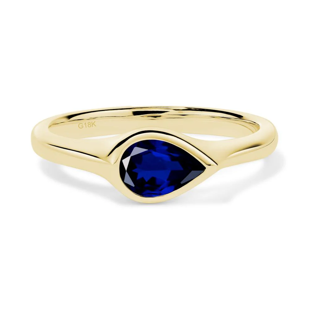 Horizontal Pear Sapphire Engagement Ring - Image 8