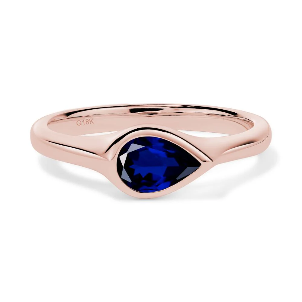 Horizontal Pear Sapphire Engagement Ring - Image 9