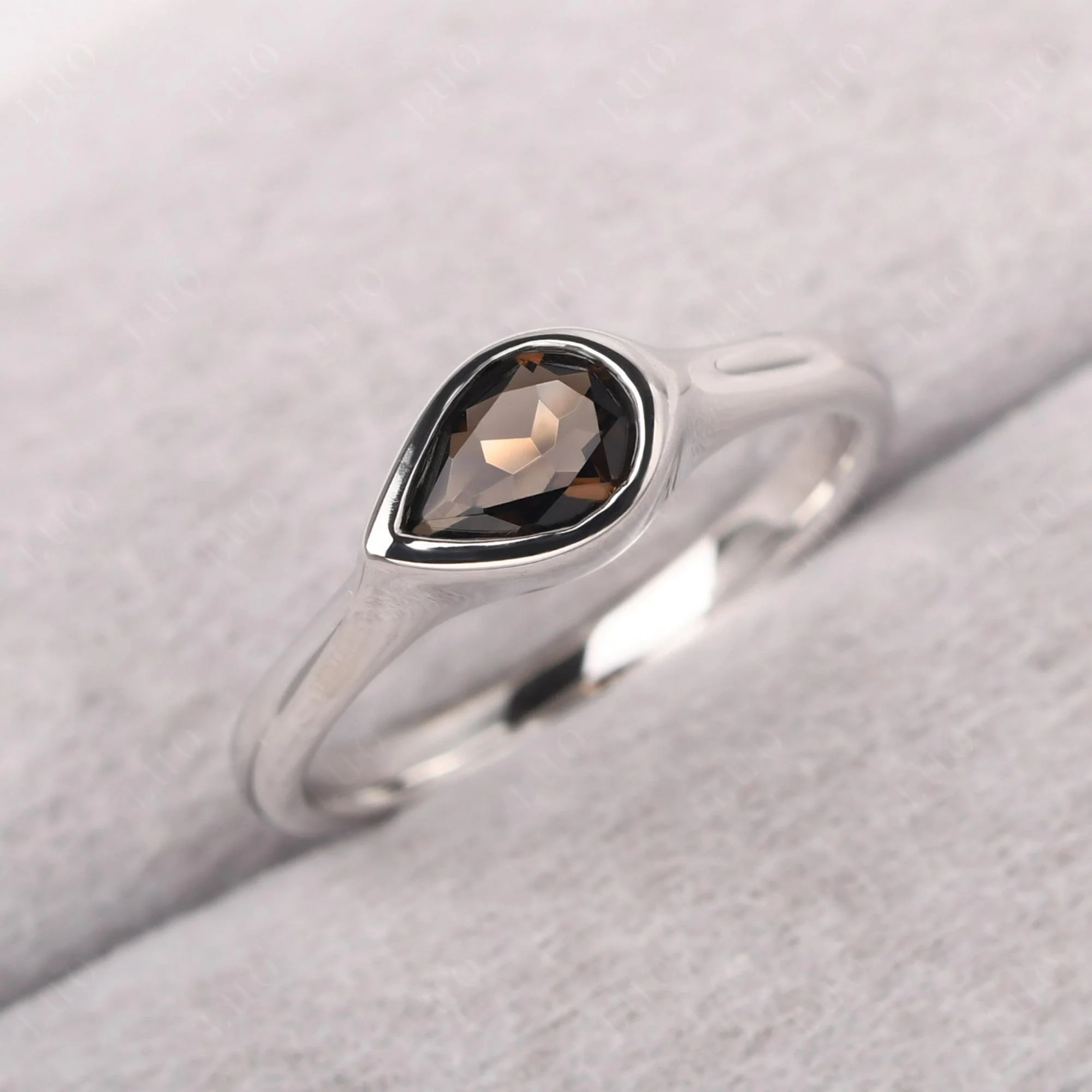 Smoky Quartz Bezel Pear Ring - Image 11