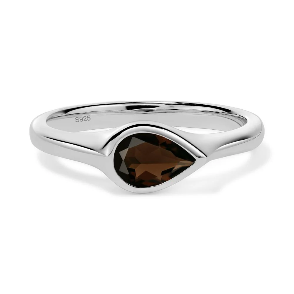 Smoky Quartz Bezel Pear Ring - Image 2