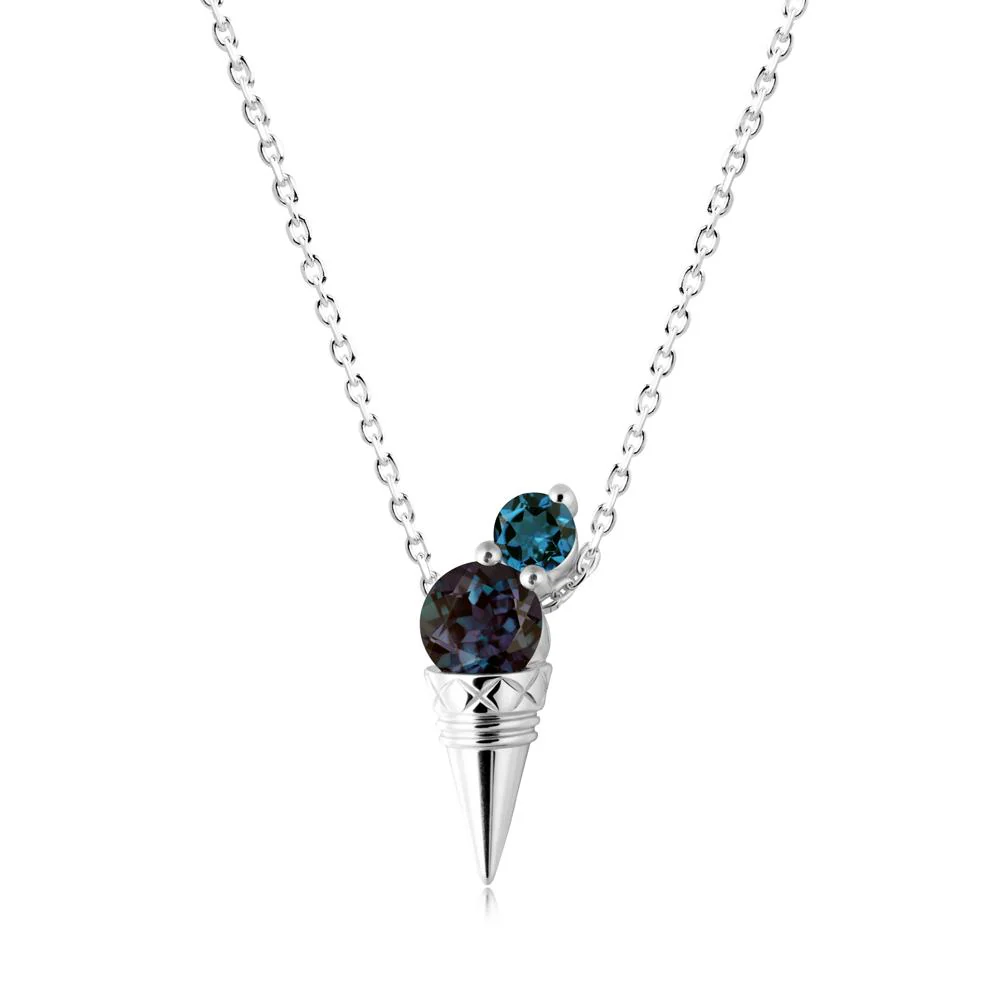Ice Cream Inspired Alexandrite and London Blue Topaz Necklace - Image 4