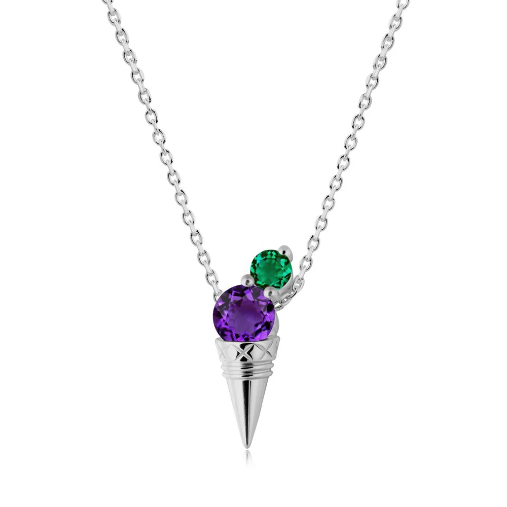 Ice Cream Inspired Amethyst and Emerald Necklace