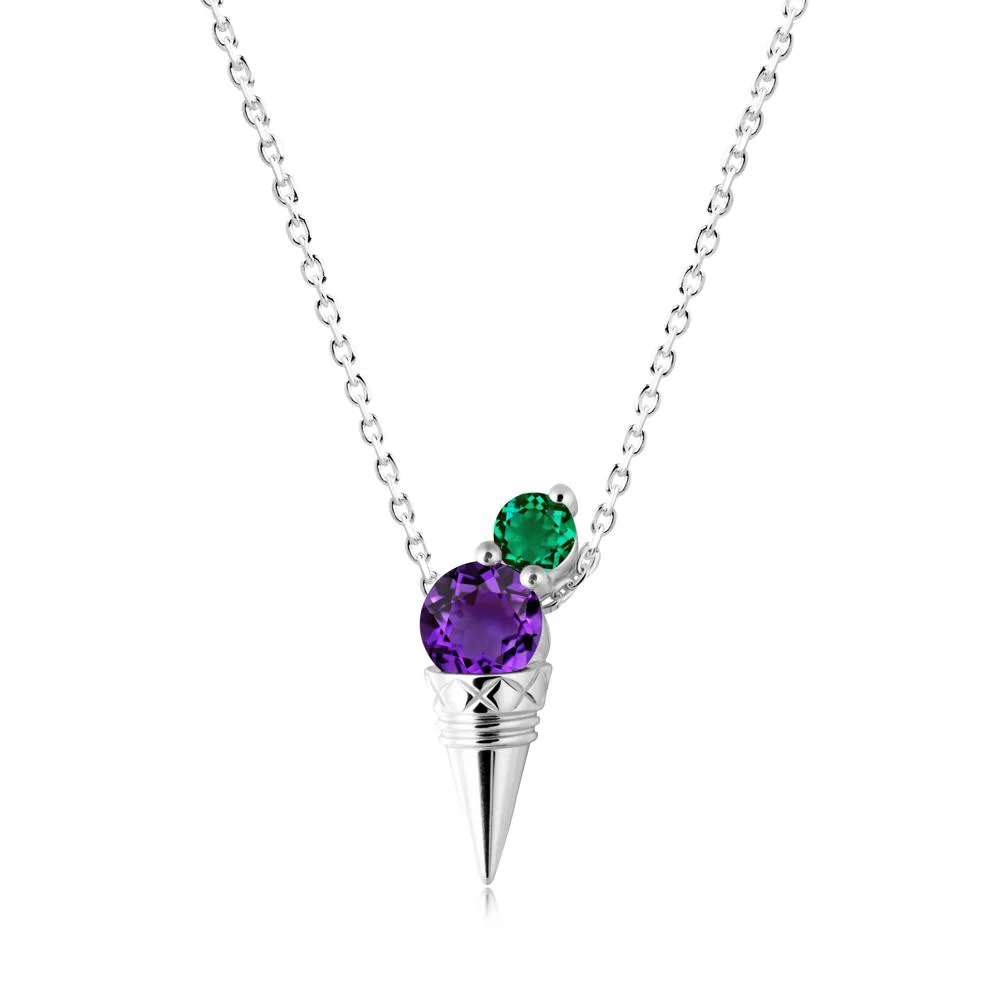 Ice Cream Inspired Amethyst and Emerald Necklace - Image 5