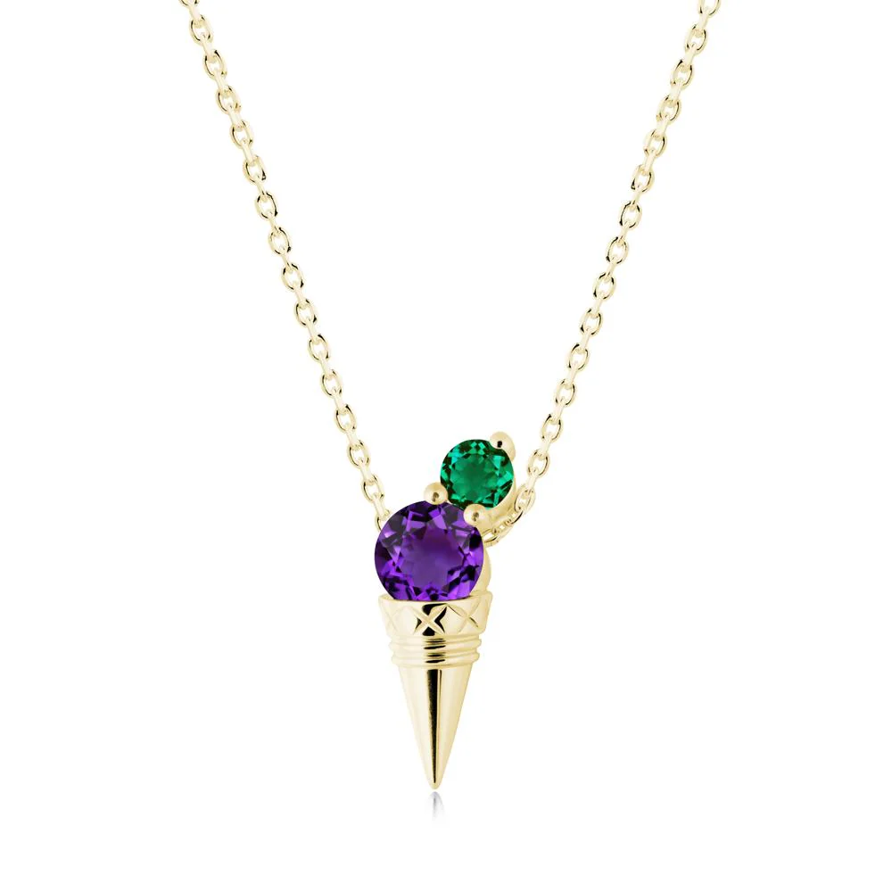 Ice Cream Inspired Amethyst and Emerald Necklace - Image 6