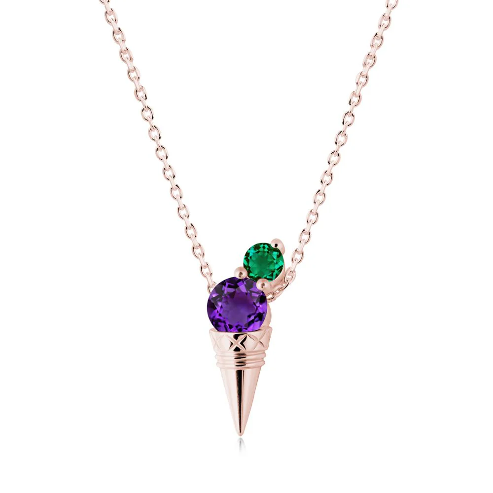 Ice Cream Inspired Amethyst and Emerald Necklace - Image 8