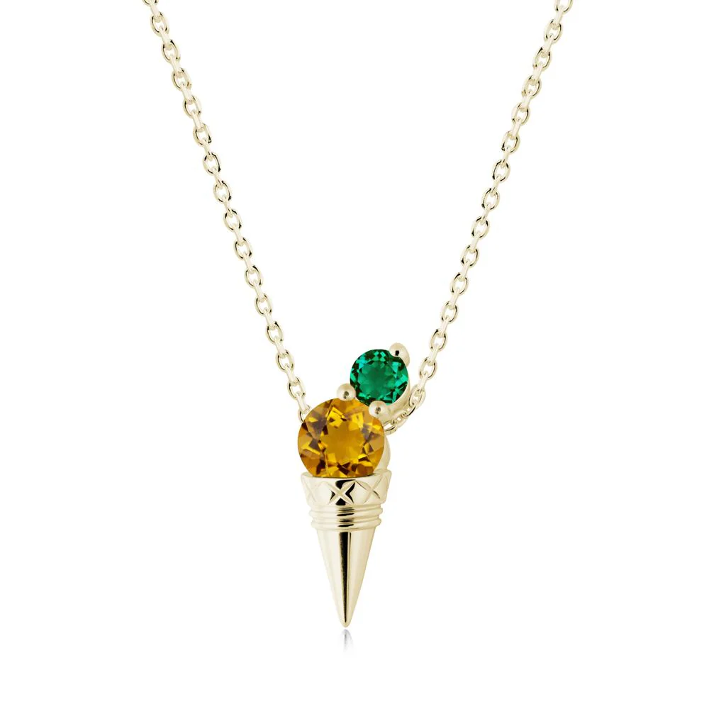 Ice Cream Inspired Citrine and Emerald Necklace - Image 4