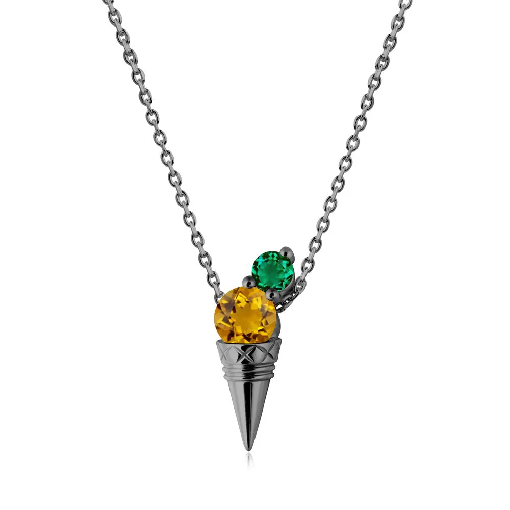 Ice Cream Inspired Citrine and Emerald Necklace - Image 9