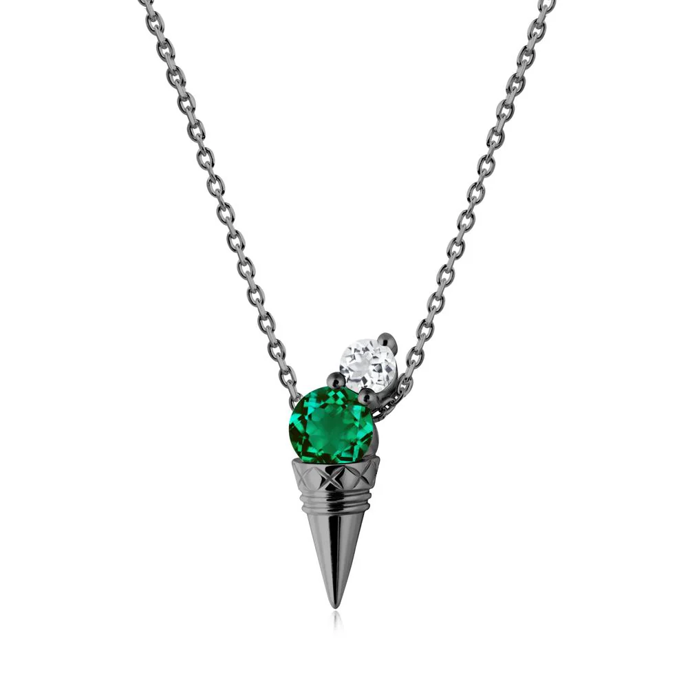 Ice Cream Inspired Emerald and White Topaz Necklace - Image 3