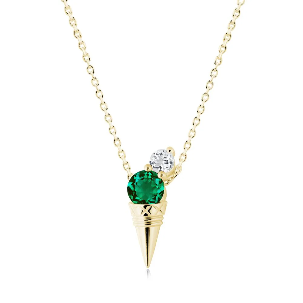 Ice Cream Inspired Emerald and White Topaz Necklace - Image 6