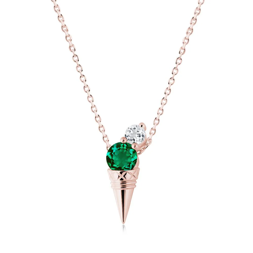 Ice Cream Inspired Emerald and White Topaz Necklace - Image 8