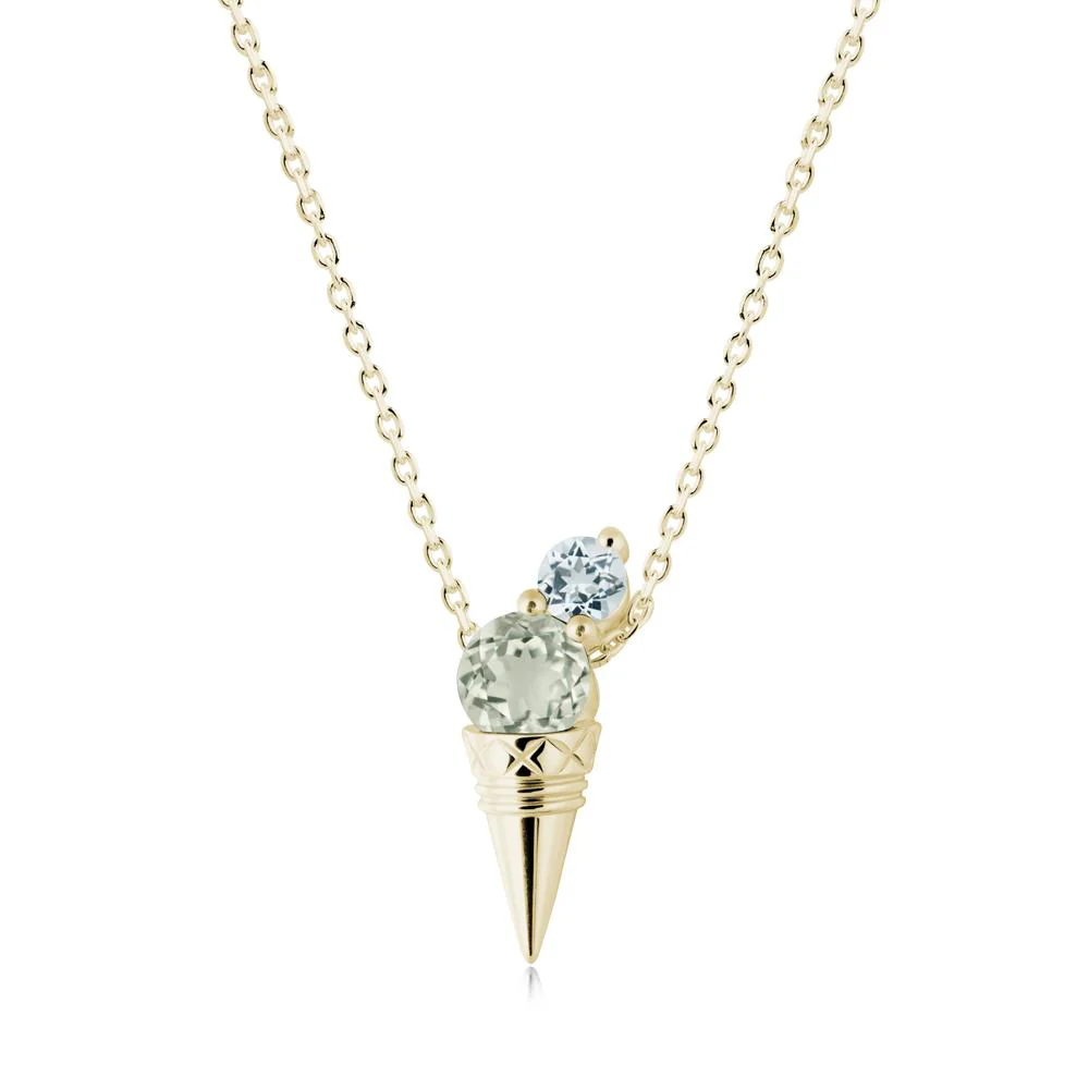 Ice Cream Inspired Green Amethyst and Aquamarine Necklace - Image 7